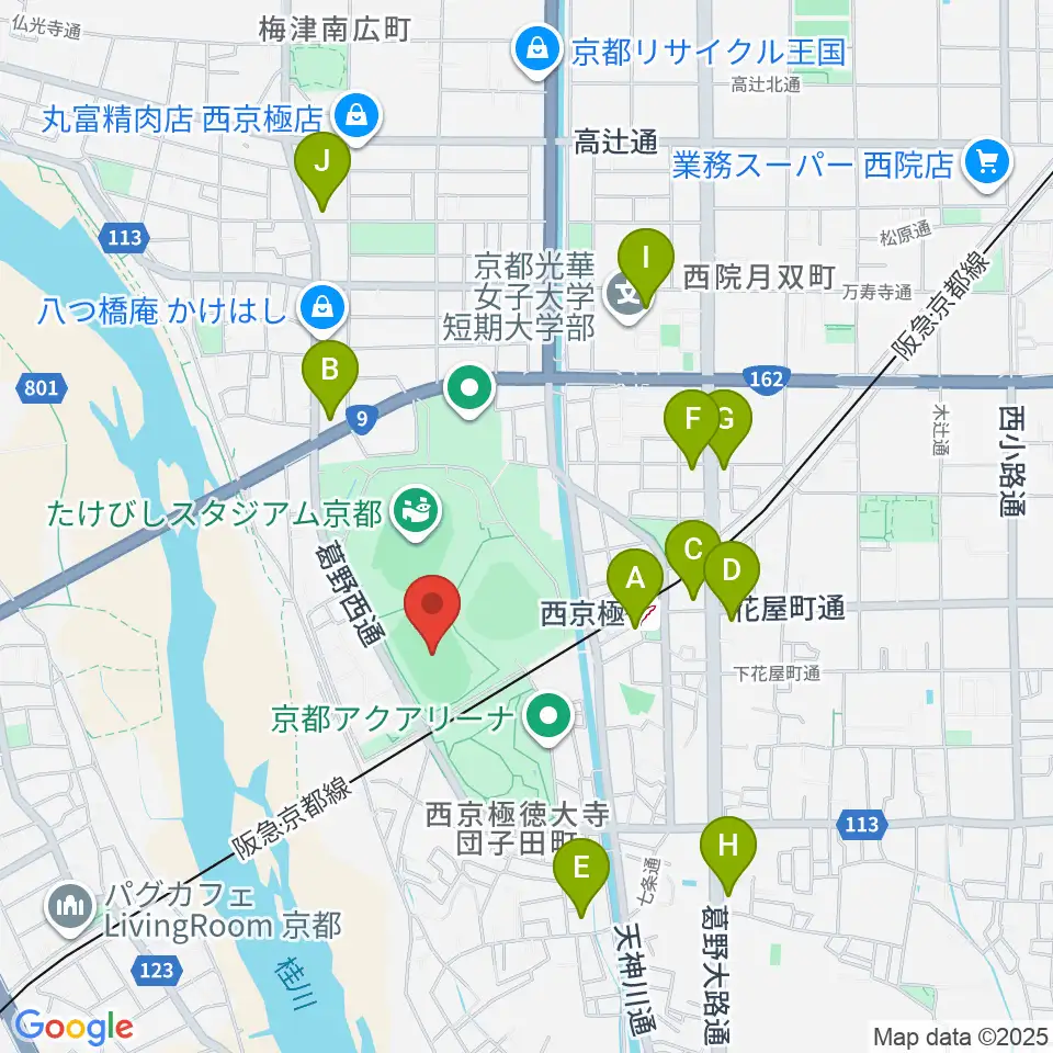 東寺ハウジングフィールド西京極周辺のコンビニエンスストア一覧地図