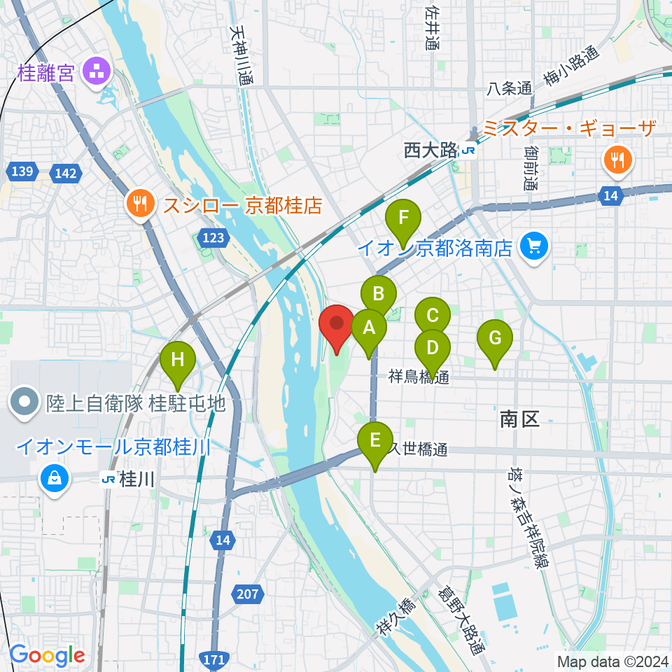 SBSロジコム吉祥院公園球技場周辺のコンビニエンスストア一覧地図