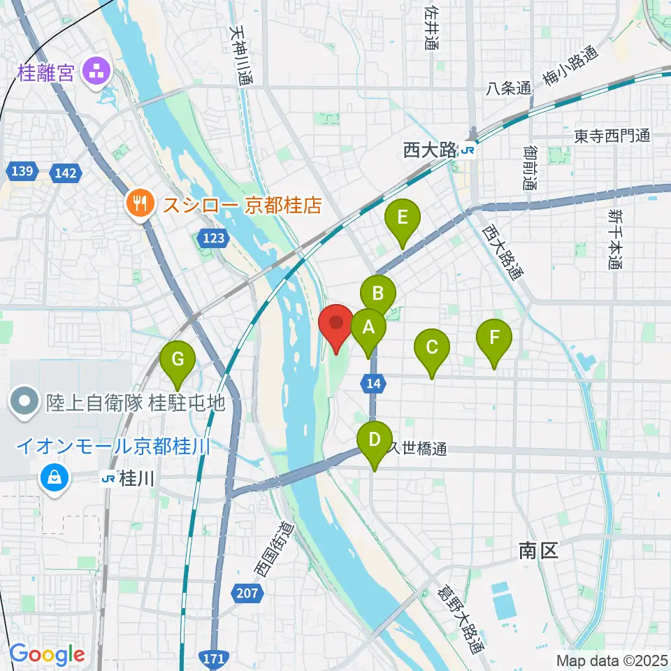 SBSロジコム吉祥院公園球技場周辺のコンビニエンスストア一覧地図