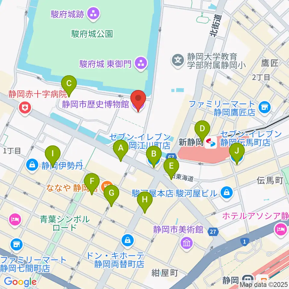 静岡市歴史博物館周辺のコンビニエンスストア一覧地図
