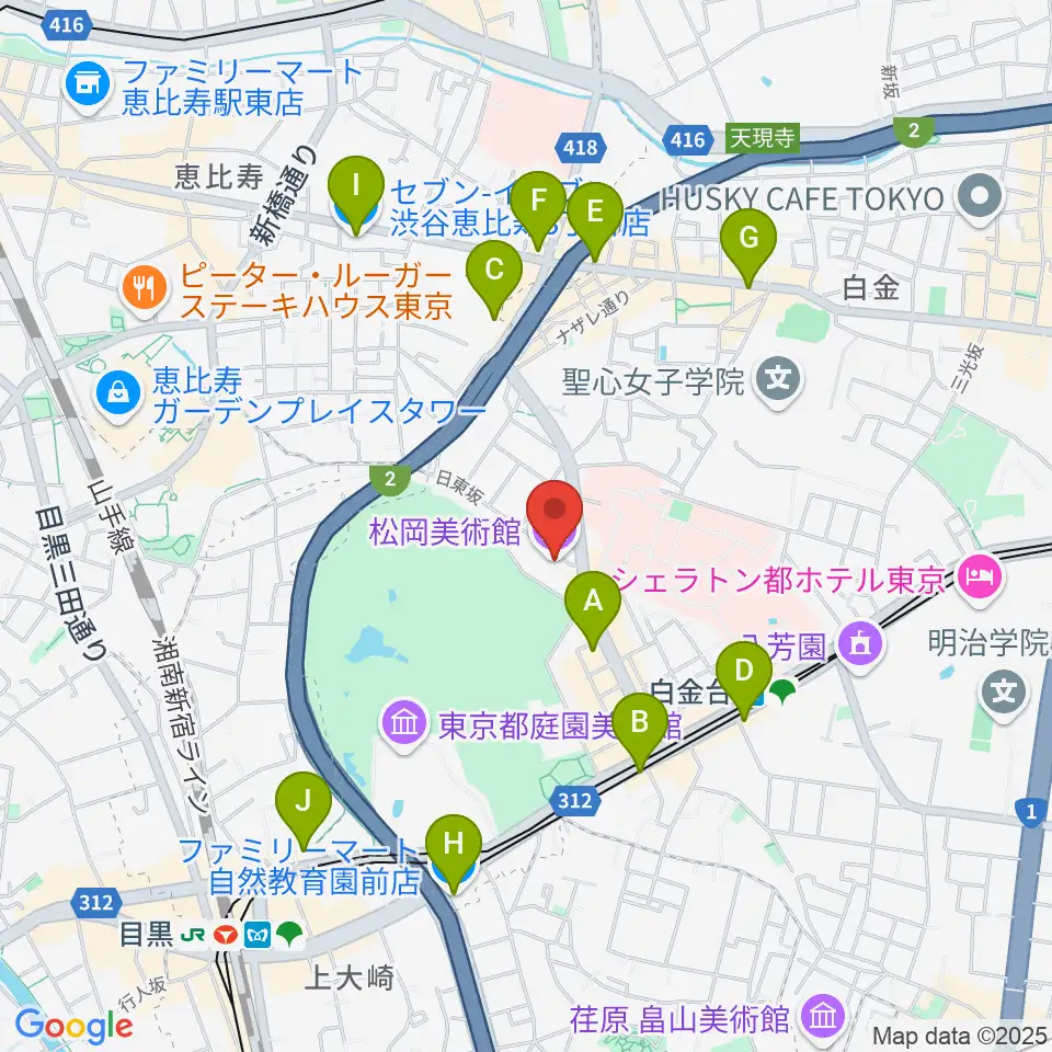 松岡美術館周辺のコンビニエンスストア一覧地図