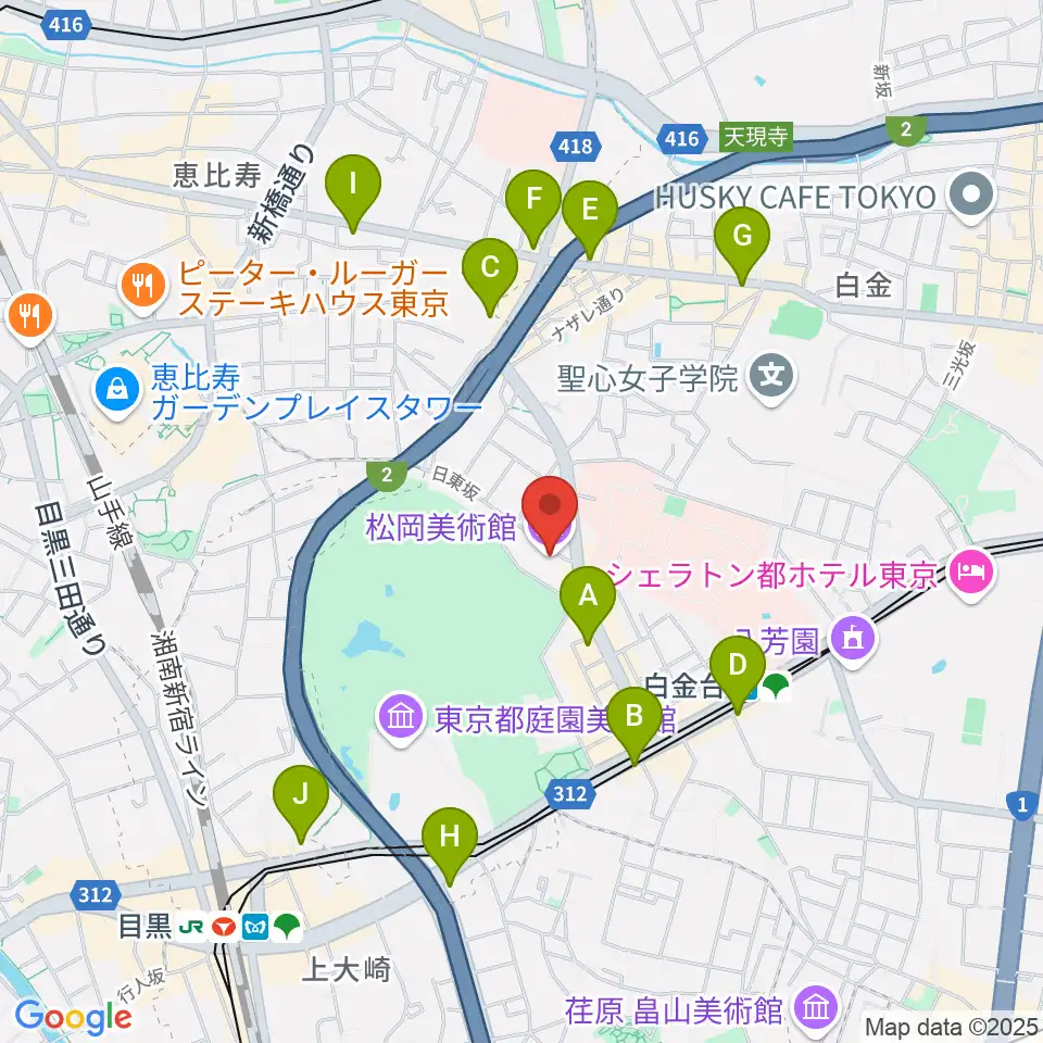 松岡美術館周辺のコンビニエンスストア一覧地図