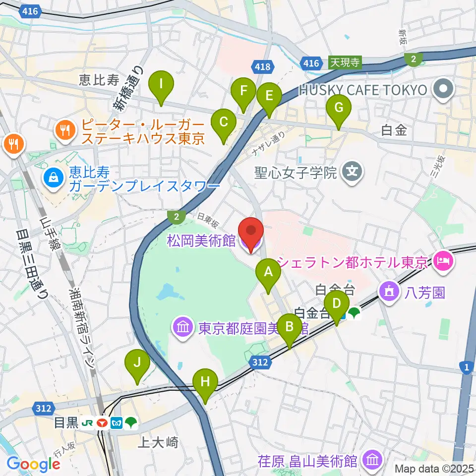 松岡美術館周辺のコンビニエンスストア一覧地図