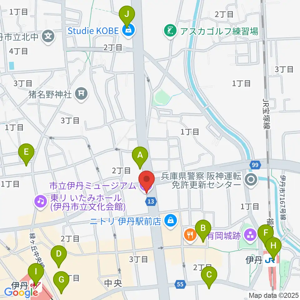市立伊丹ミュージアム周辺のコンビニエンスストア一覧地図