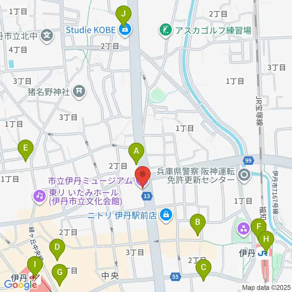 市立伊丹ミュージアム周辺のコンビニエンスストア一覧地図