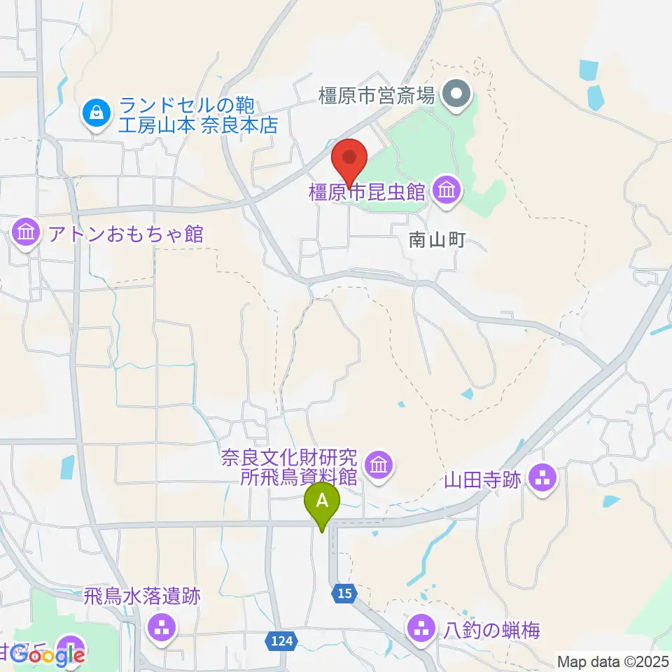 橿原市香久山体育館周辺のコンビニエンスストア一覧地図