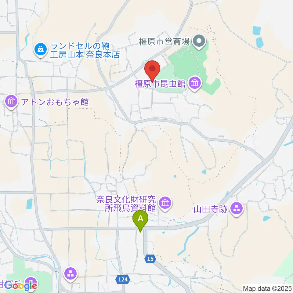 橿原市香久山体育館周辺のコンビニエンスストア一覧地図