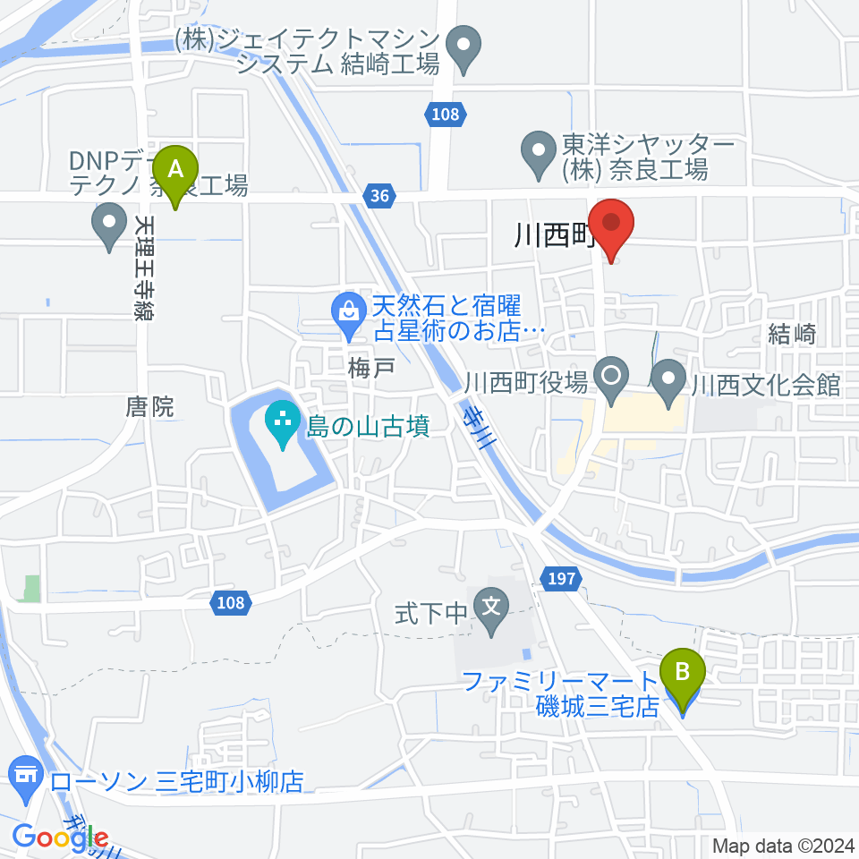 川西町中央体育館周辺のコンビニエンスストア一覧地図