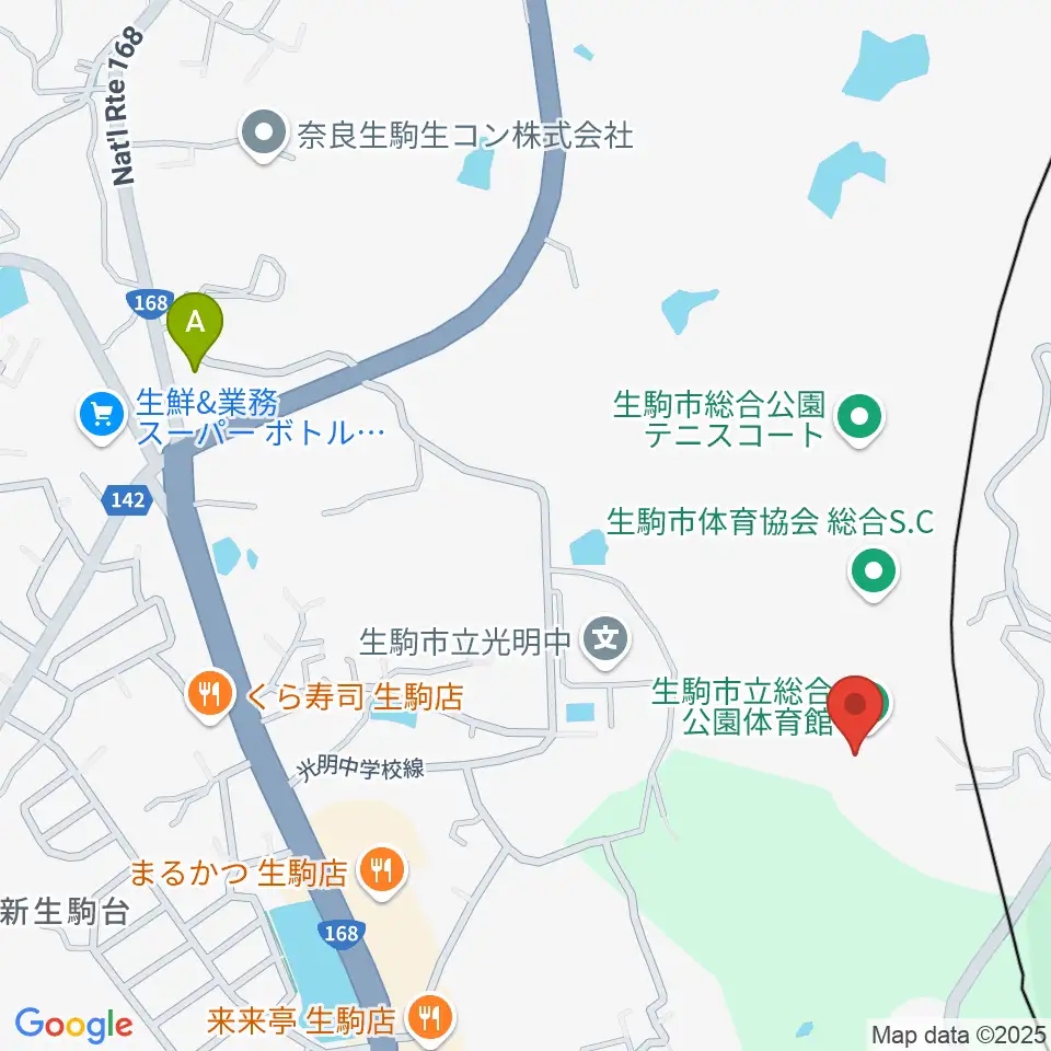 生駒市体育協会総合S.C.体育館周辺のコンビニエンスストア一覧地図