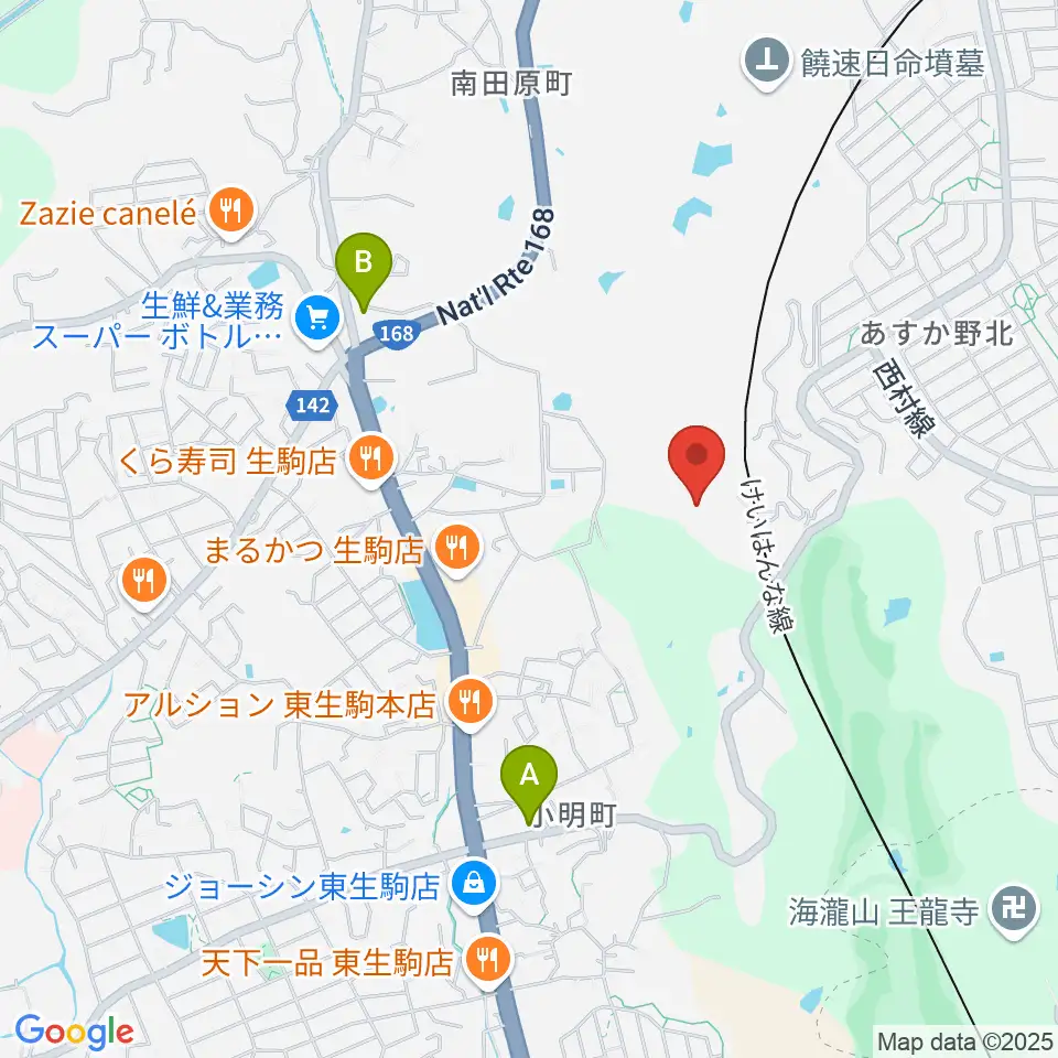 生駒市体育協会総合S.C.体育館周辺のコンビニエンスストア一覧地図
