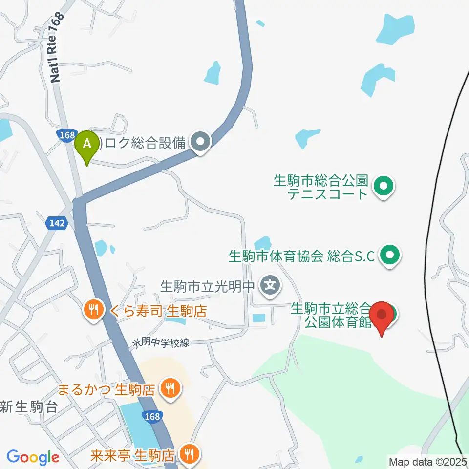 生駒市体育協会総合S.C.体育館周辺のコンビニエンスストア一覧地図
