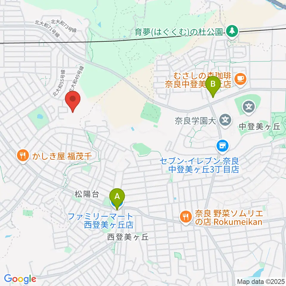 北大和体育施設体育館周辺のコンビニエンスストア一覧地図