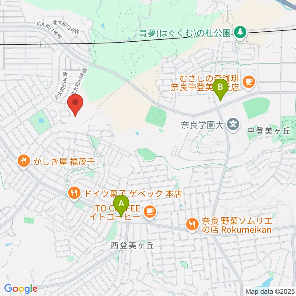北大和体育施設体育館周辺のコンビニエンスストア一覧地図