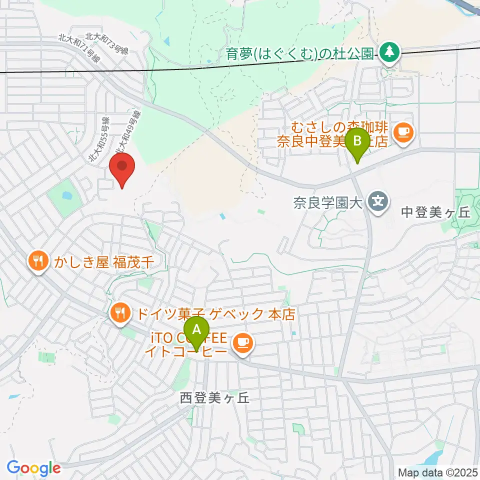 北大和体育施設体育館周辺のコンビニエンスストア一覧地図
