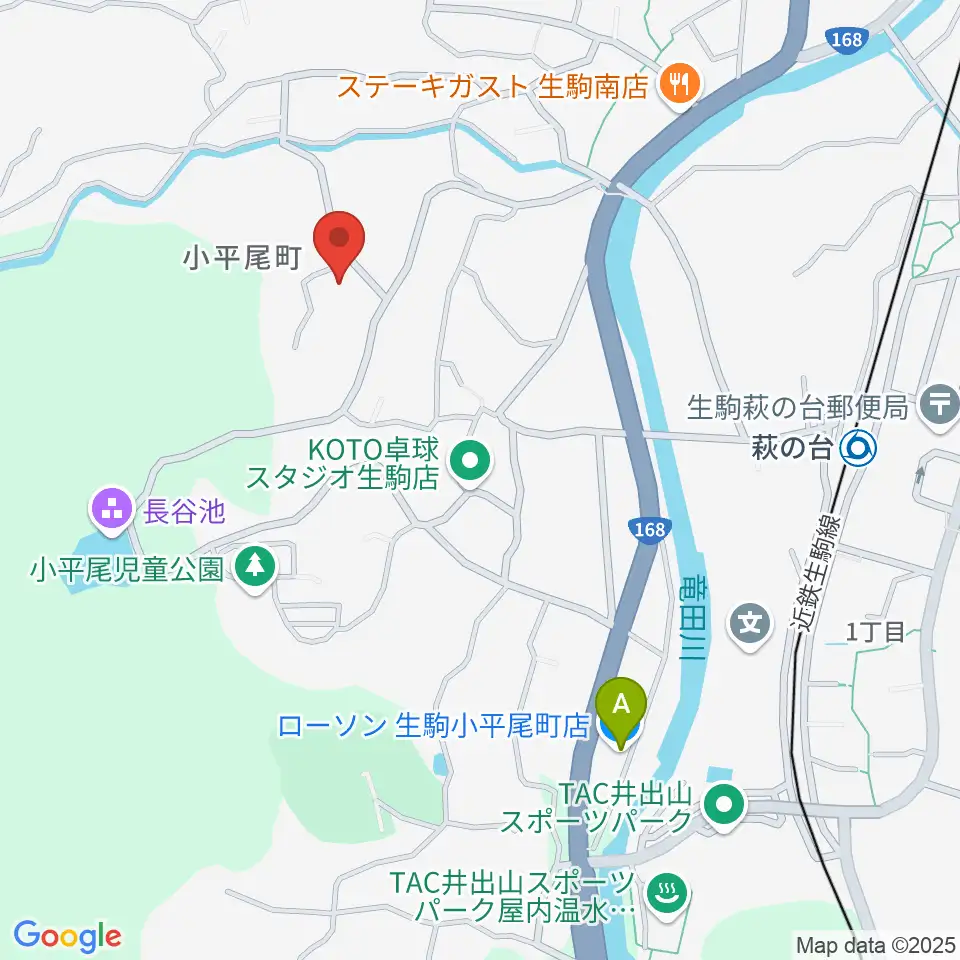 生駒市立小平尾南体育館周辺のコンビニエンスストア一覧地図