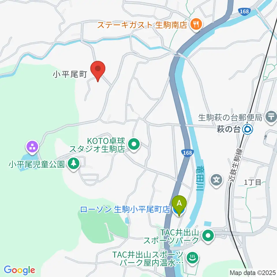 生駒市立小平尾南体育館周辺のコンビニエンスストア一覧地図