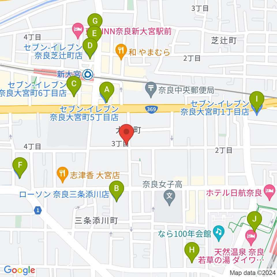 Eフラット音楽スタジオ周辺のコンビニエンスストア一覧地図