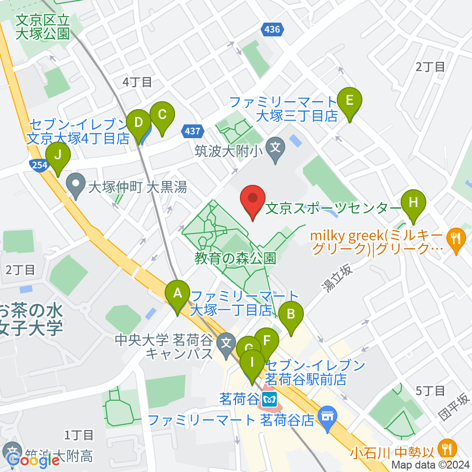 文京スポーツセンター周辺のコンビニエンスストア一覧地図