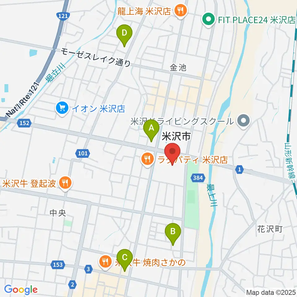 米沢市営体育館周辺のコンビニエンスストア一覧地図