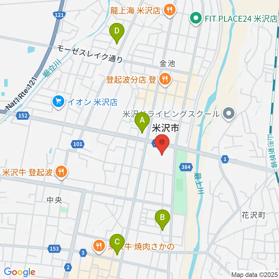米沢市営体育館周辺のコンビニエンスストア一覧地図