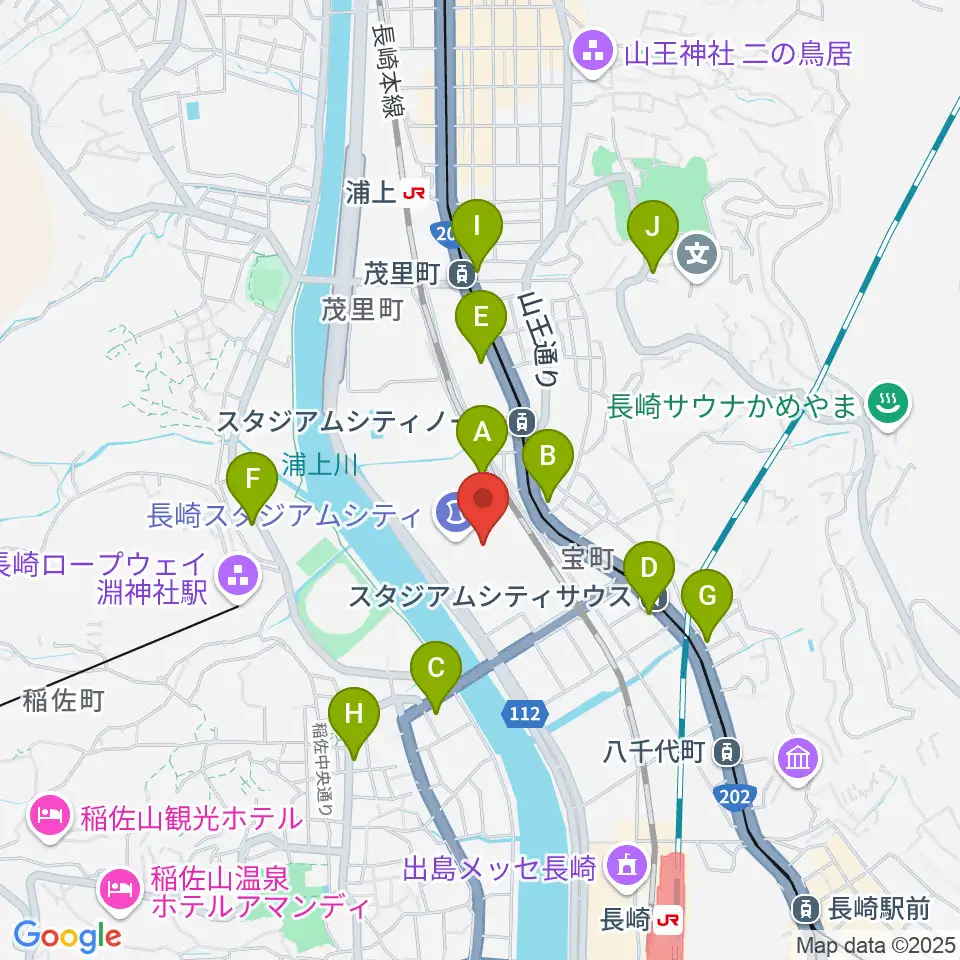 ピーススタジアム周辺のコンビニエンスストア一覧地図