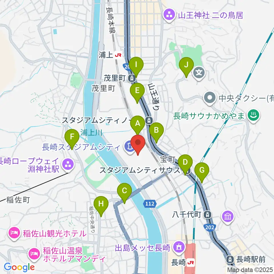 ピーススタジアム周辺のコンビニエンスストア一覧地図