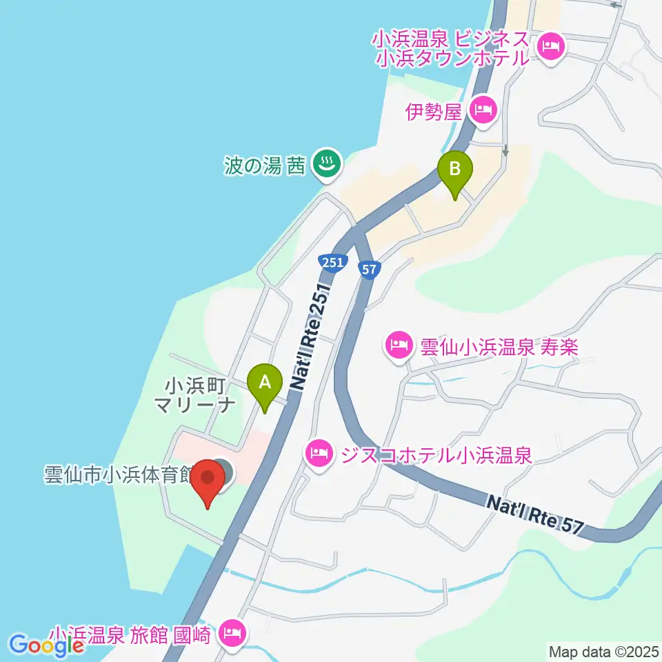 雲仙市小浜体育館周辺のコンビニエンスストア一覧地図