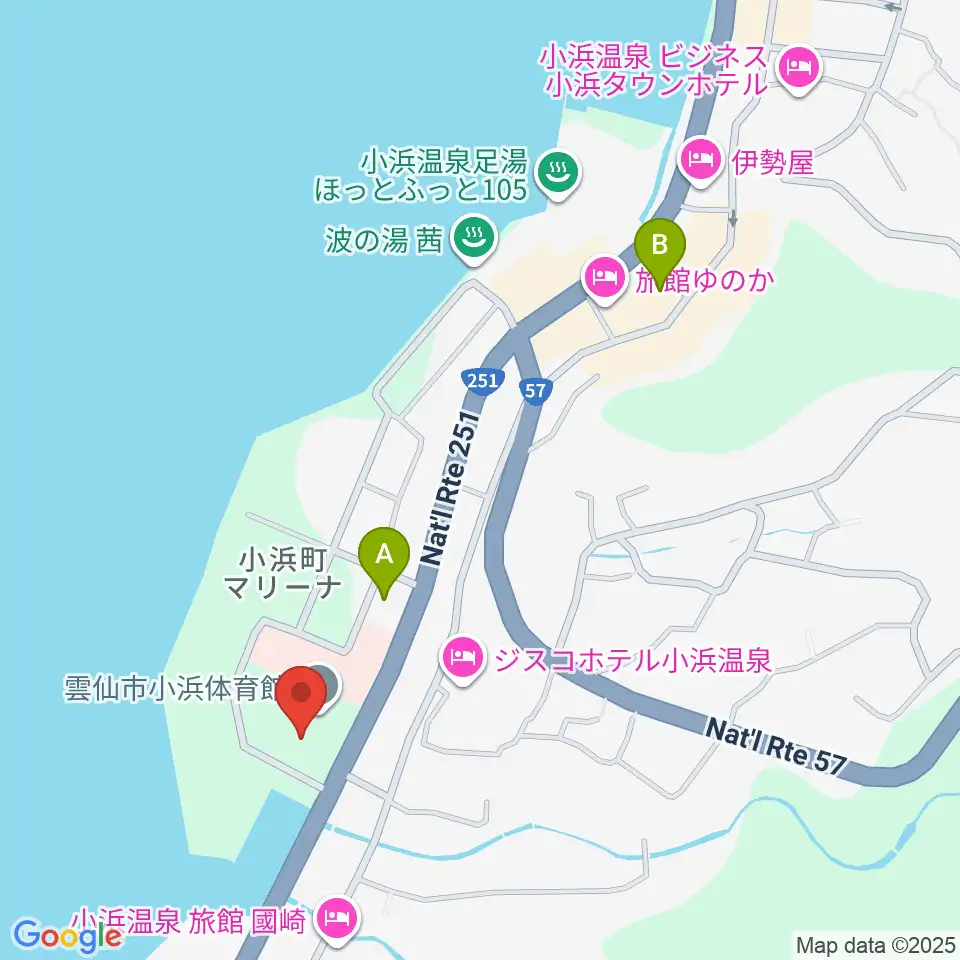 雲仙市小浜体育館周辺のコンビニエンスストア一覧地図