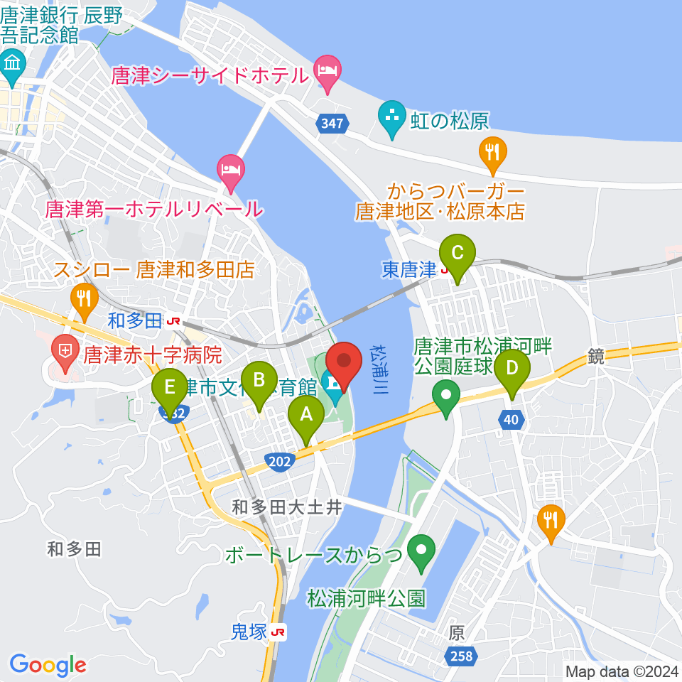 唐津市陸上競技場周辺のコンビニエンスストア一覧地図