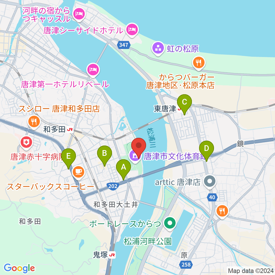 唐津市陸上競技場周辺のコンビニエンスストア一覧地図