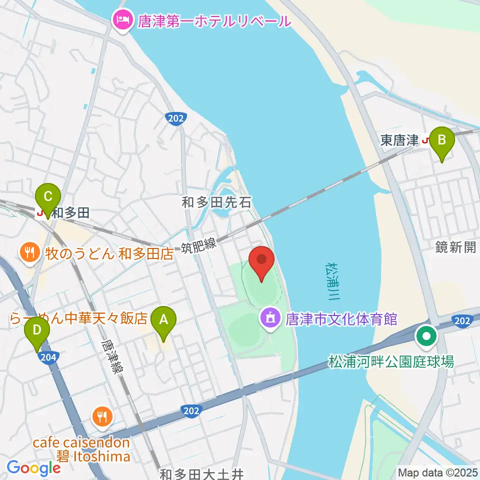 唐津市陸上競技場周辺のコンビニエンスストア一覧地図