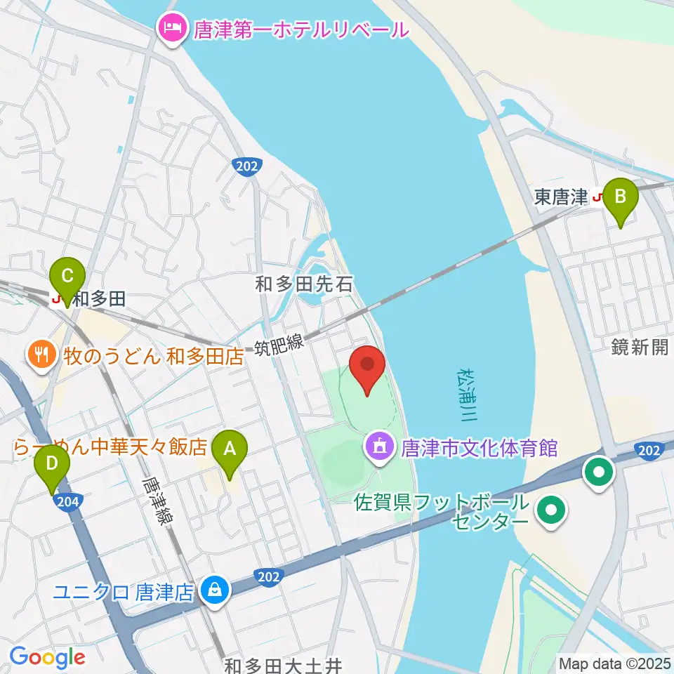 唐津市陸上競技場周辺のコンビニエンスストア一覧地図