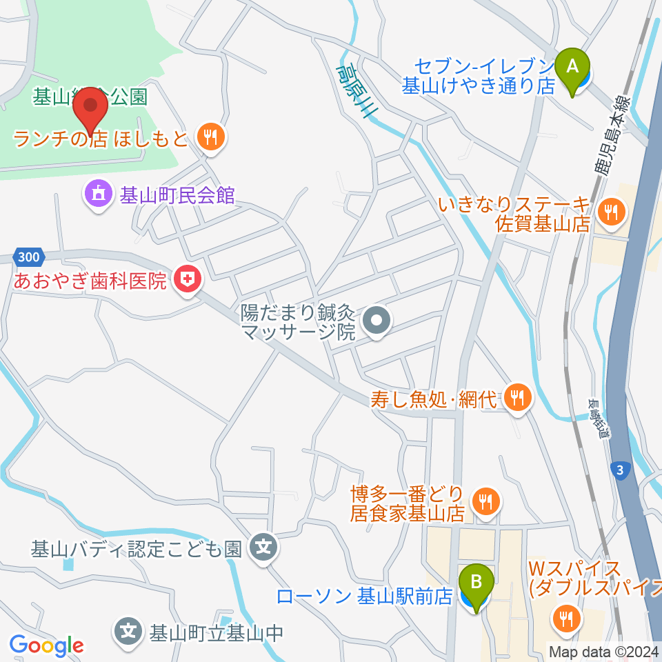 基山町総合体育館周辺のコンビニエンスストア一覧地図