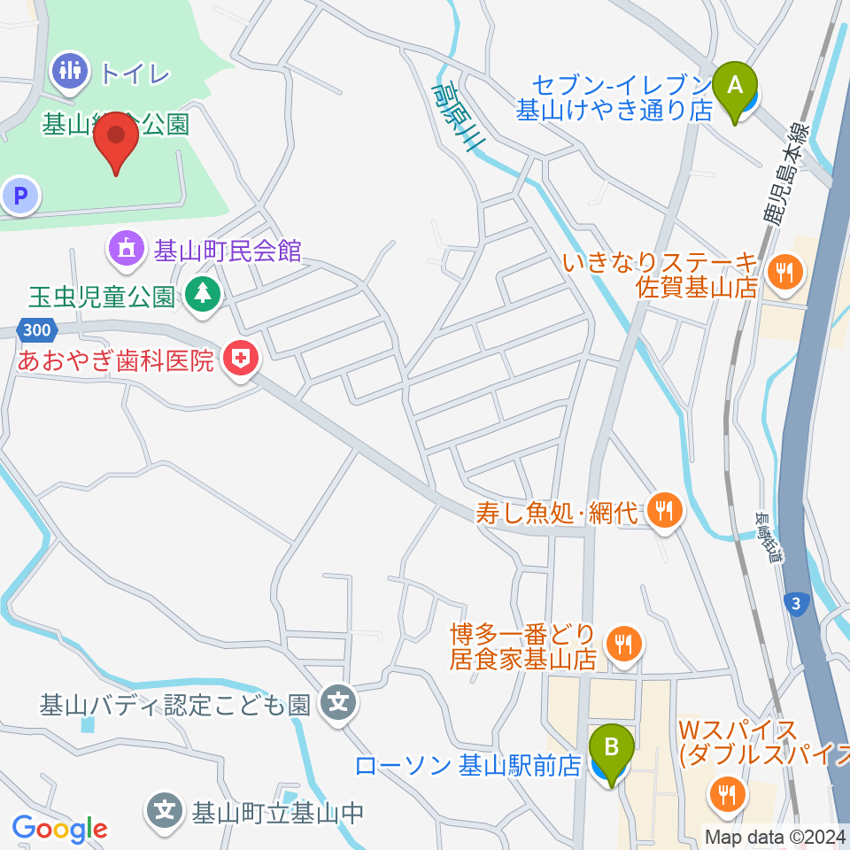 基山町総合体育館周辺のコンビニエンスストア一覧地図