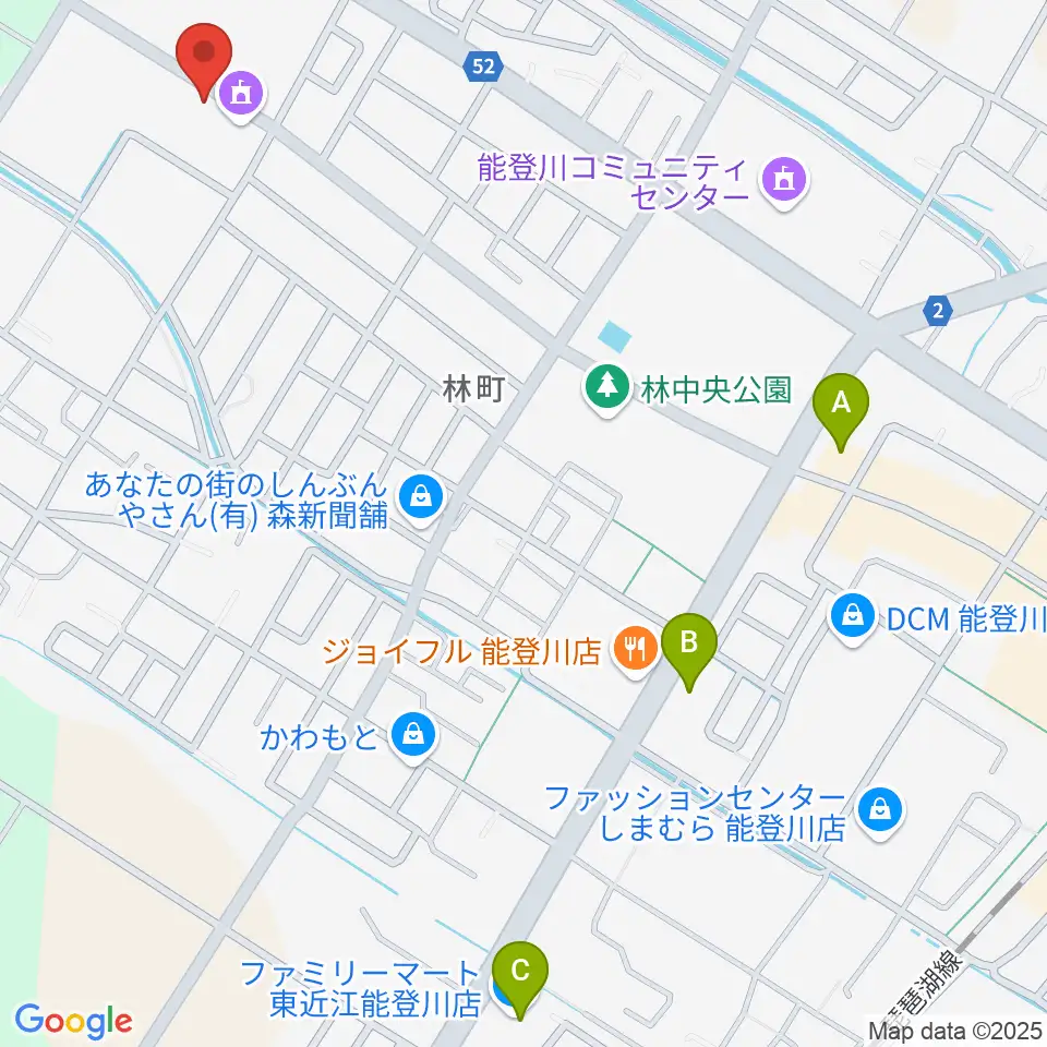 東近江市能登川アリーナ周辺のコンビニエンスストア一覧地図