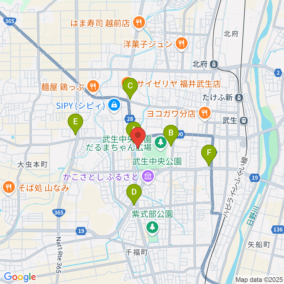 越前市アイシンスポーツアリーナ周辺のコンビニエンスストア一覧地図