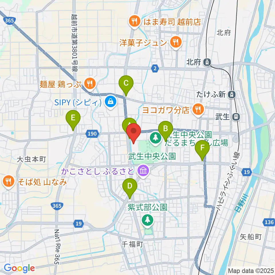 越前市アイシンスポーツアリーナ周辺のコンビニエンスストア一覧地図