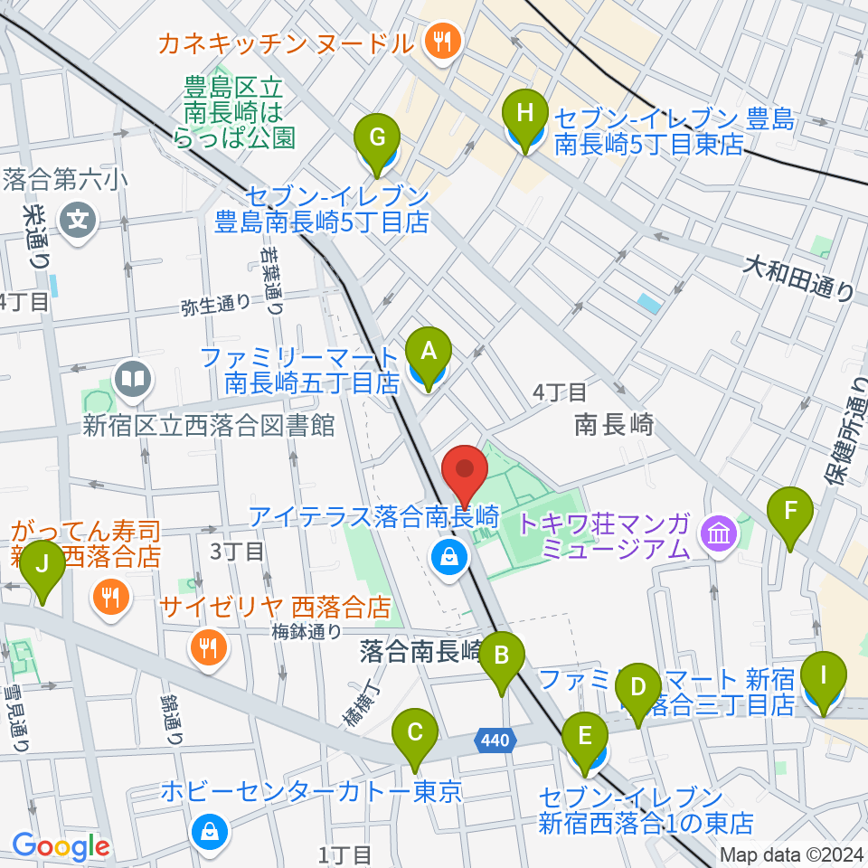 豊島区南長崎スポーツセンター周辺のコンビニエンスストア一覧地図