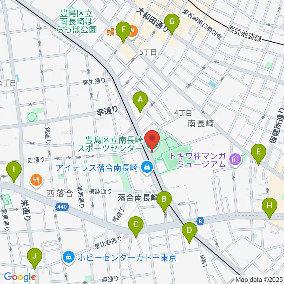 豊島区南長崎スポーツセンター周辺のコンビニエンスストア一覧地図