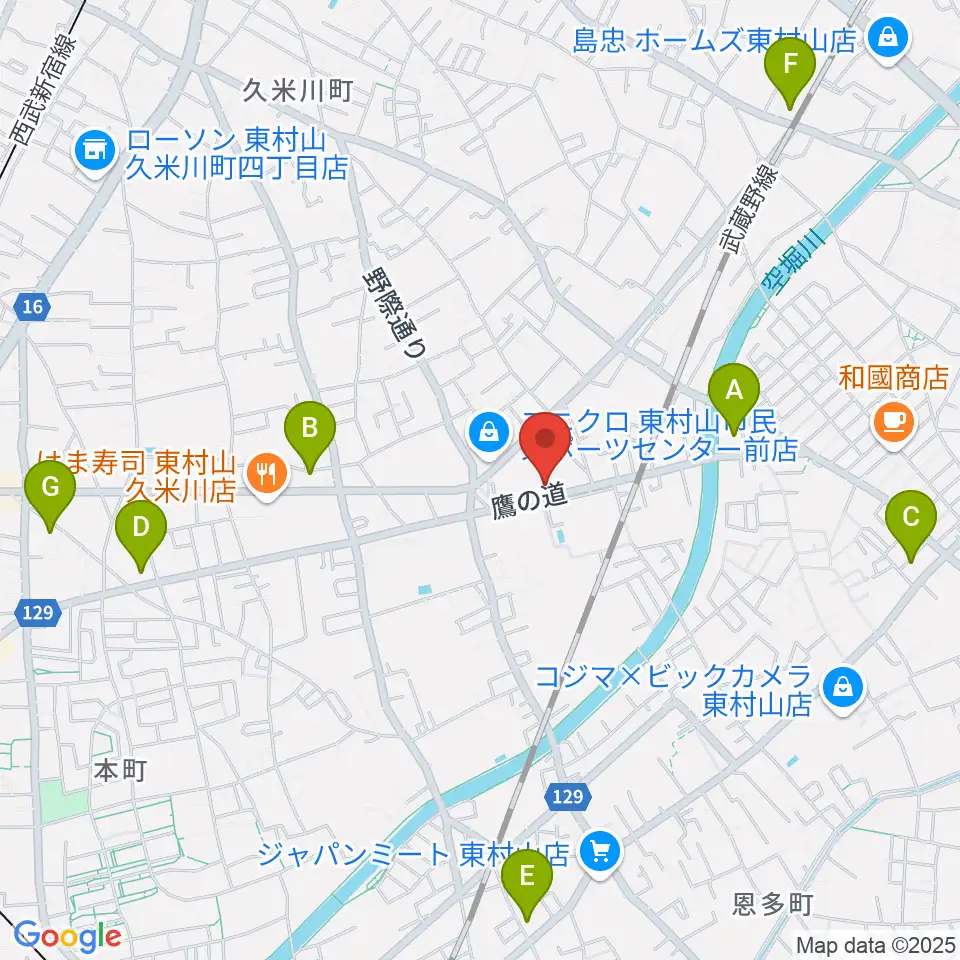 TAC東村山スポーツセンター周辺のコンビニエンスストア一覧地図