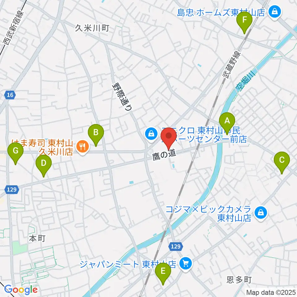 TAC東村山スポーツセンター周辺のコンビニエンスストア一覧地図