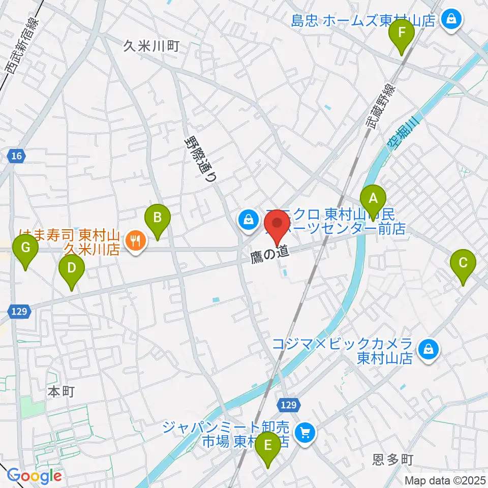 TAC東村山スポーツセンター周辺のコンビニエンスストア一覧地図