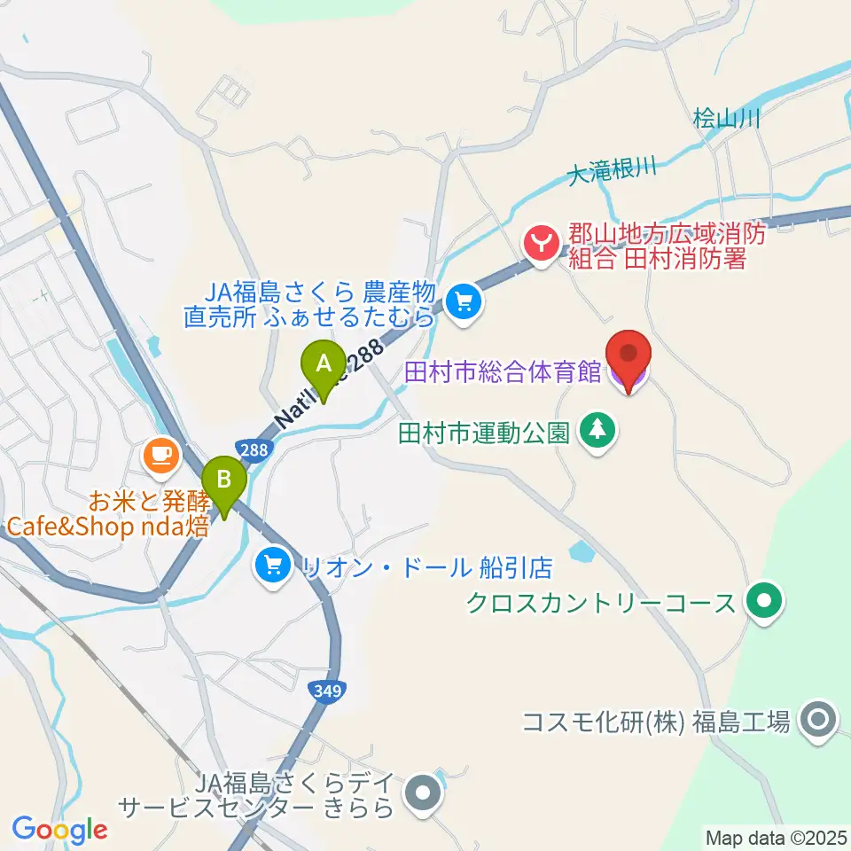 田村市総合体育館周辺のコンビニエンスストア一覧地図