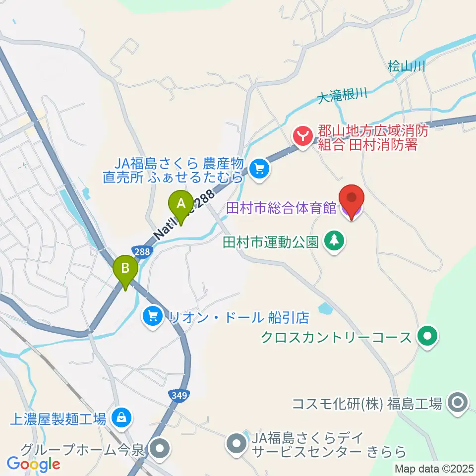 田村市総合体育館周辺のコンビニエンスストア一覧地図