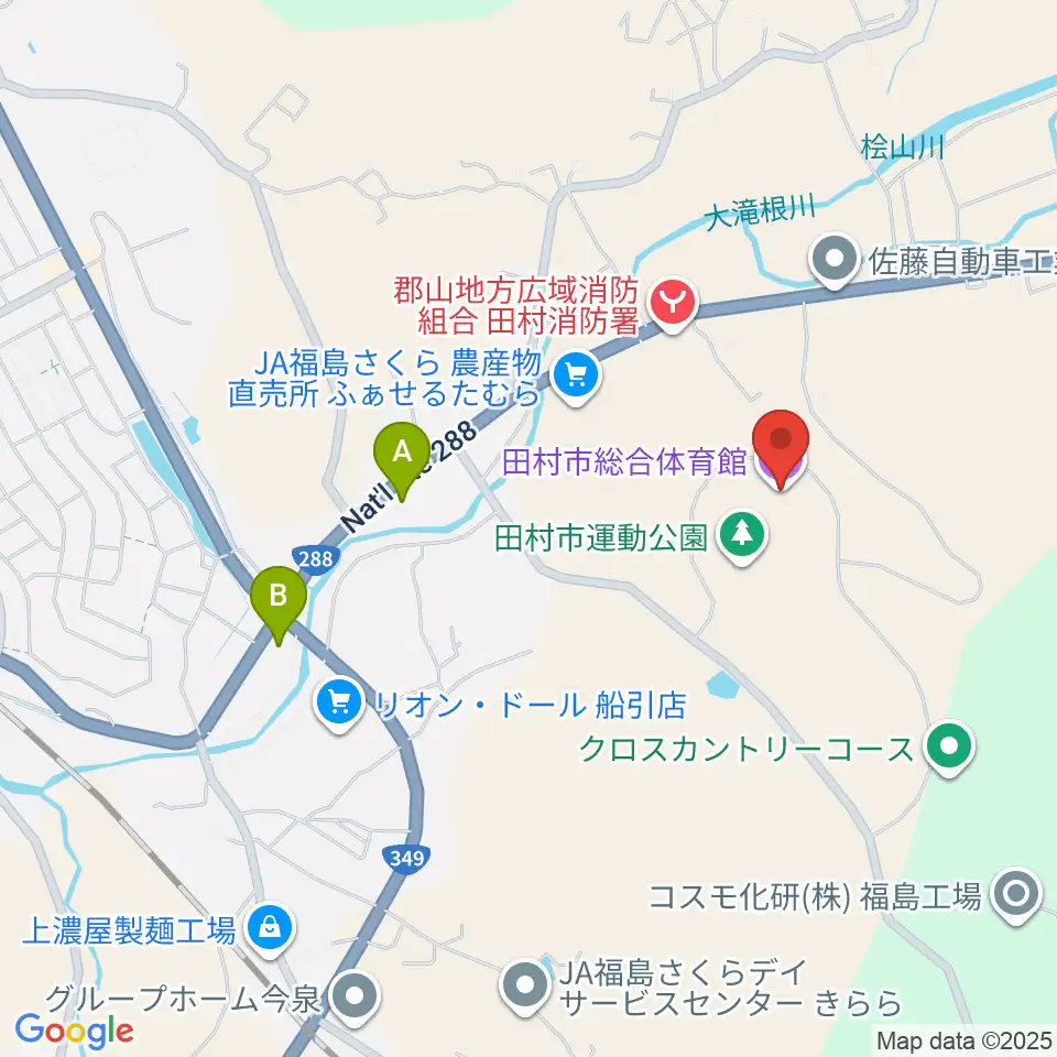 田村市総合体育館周辺のコンビニエンスストア一覧地図