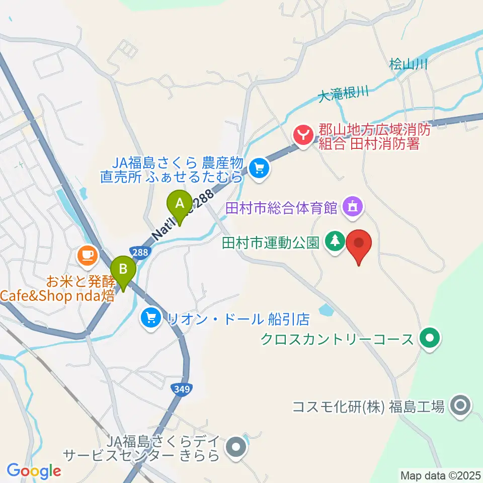 田村市陸上競技場周辺のコンビニエンスストア一覧地図