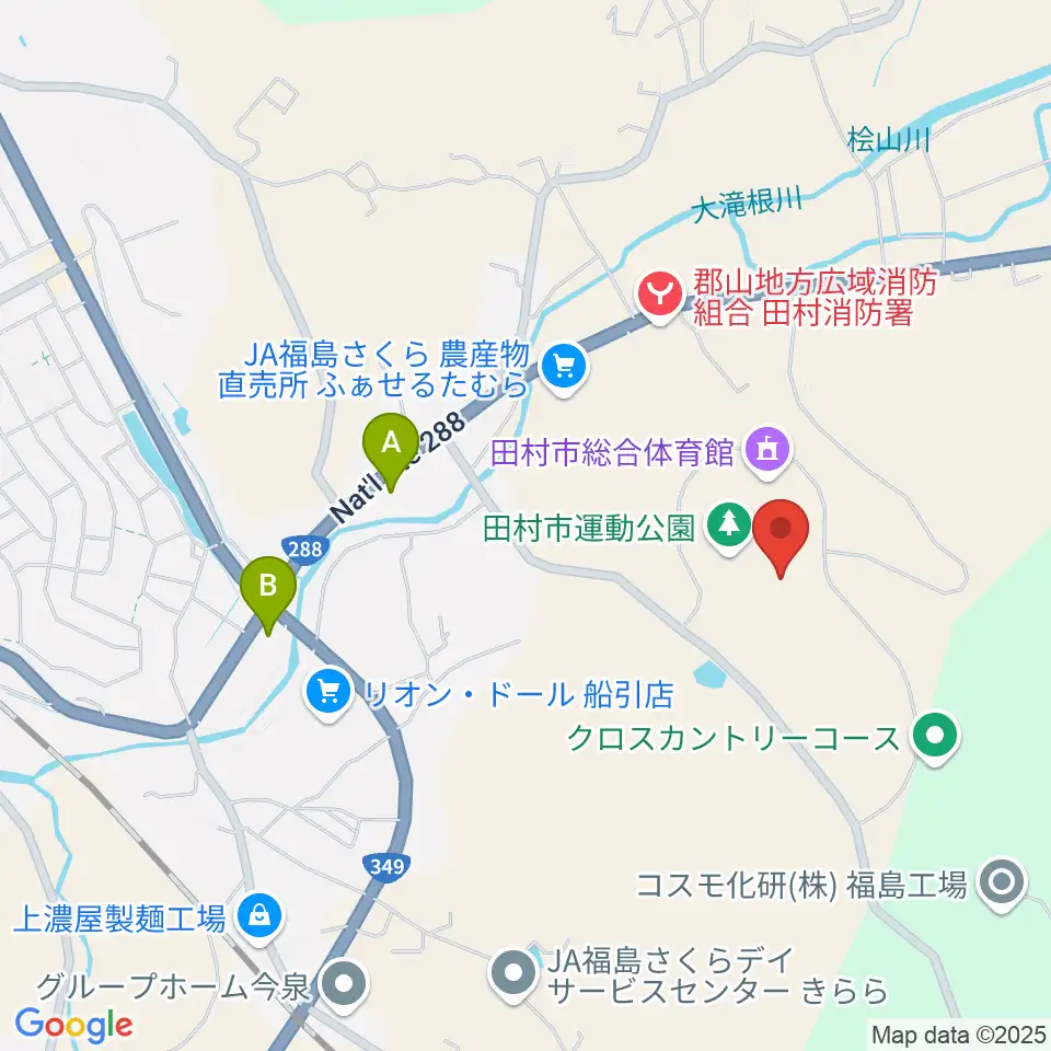田村市陸上競技場周辺のコンビニエンスストア一覧地図