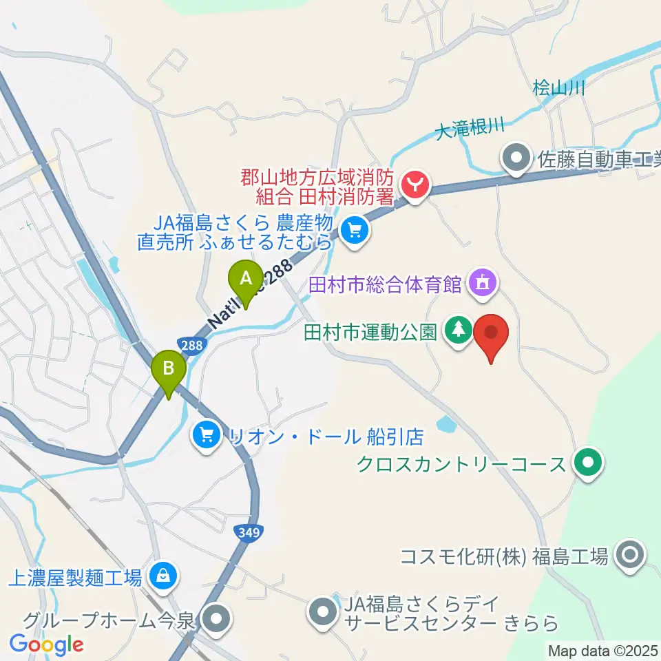 田村市陸上競技場周辺のコンビニエンスストア一覧地図
