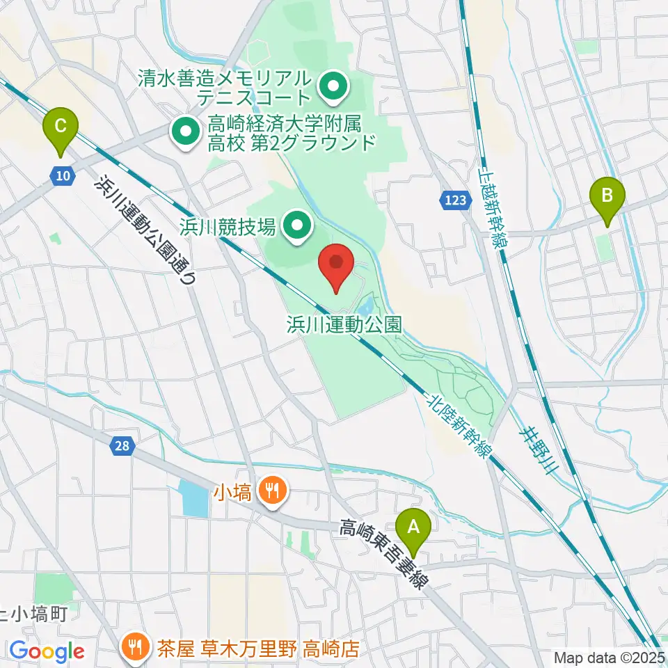 高崎市浜川体育館周辺のコンビニエンスストア一覧地図