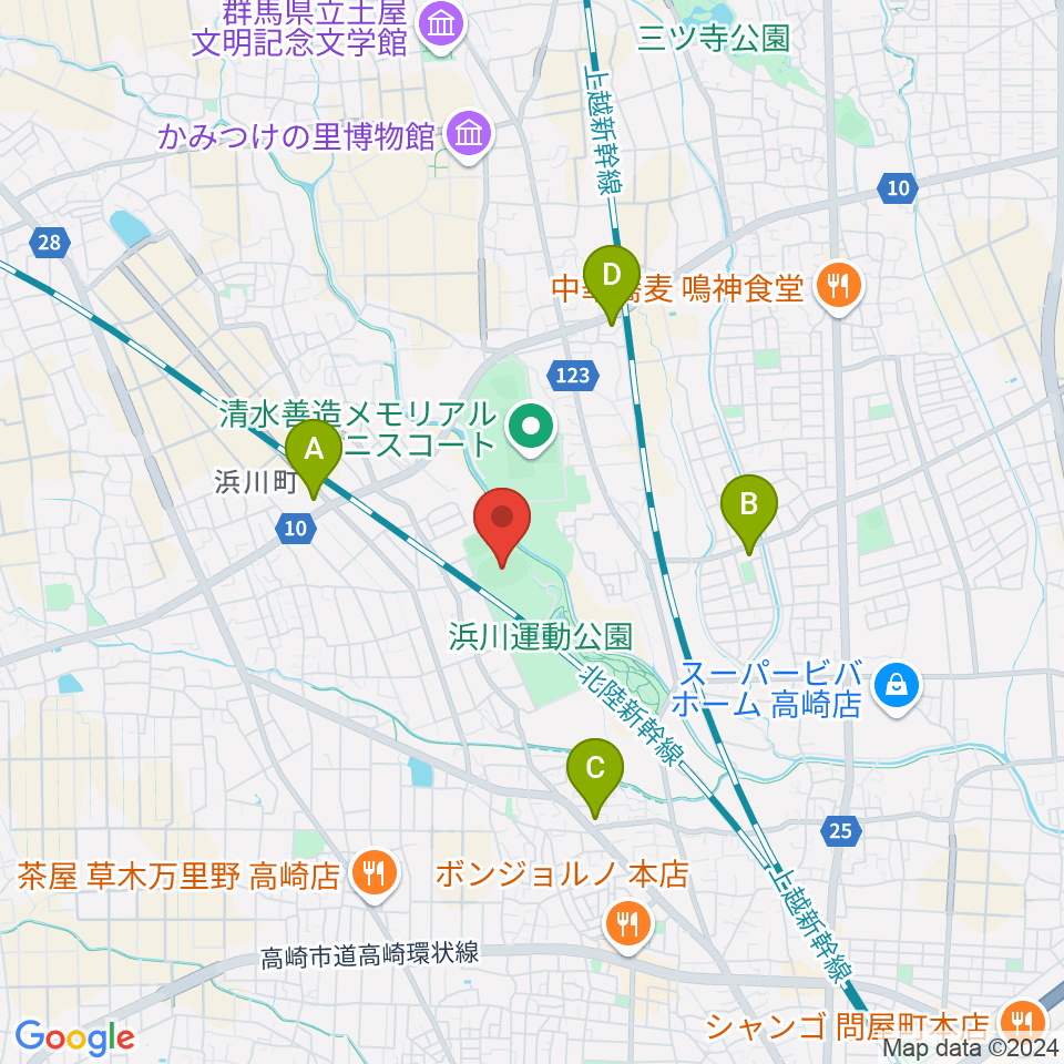 浜川競技場周辺のコンビニエンスストア一覧地図